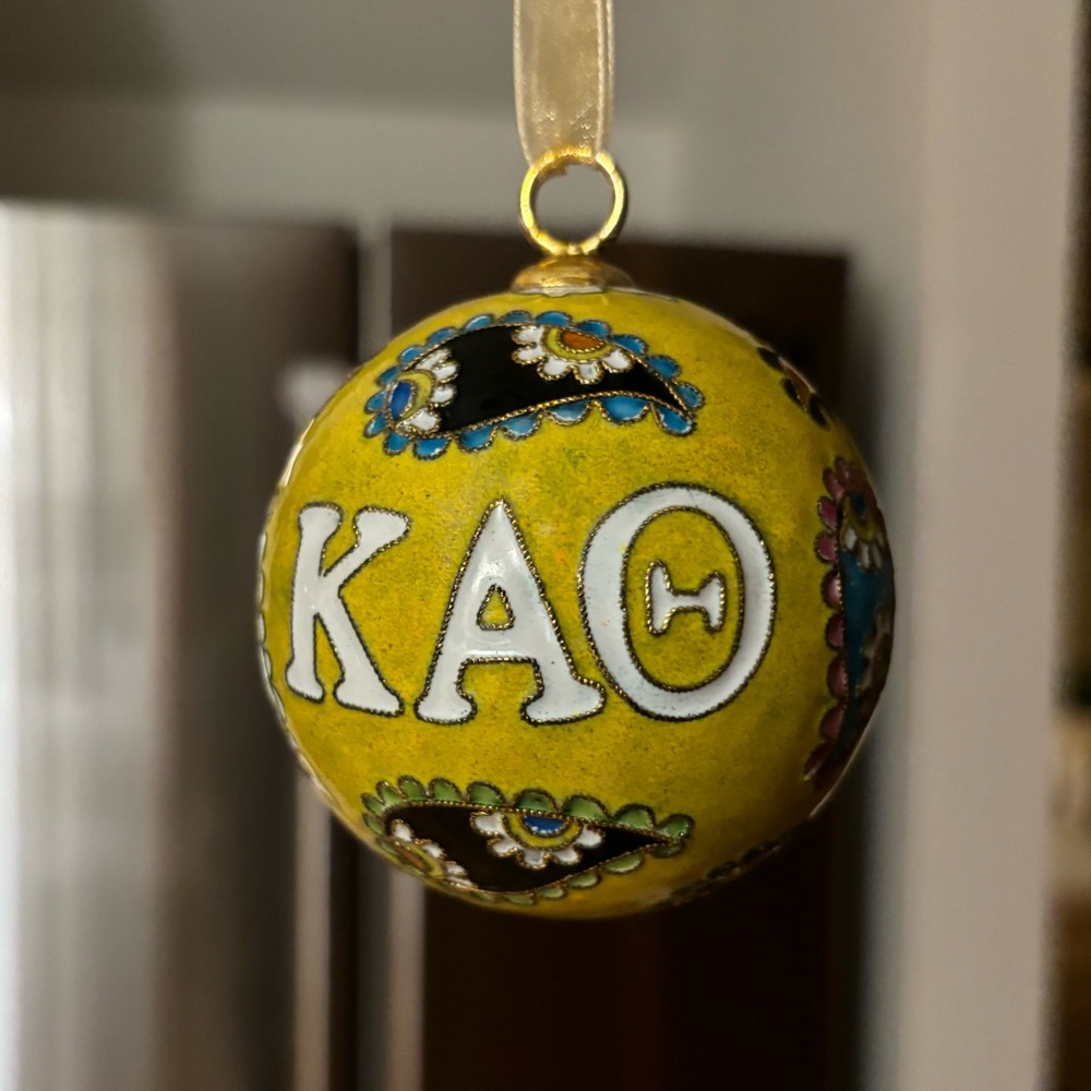 New In Box Kappa Alpha Theta Kitty Keller Paisley Cloisonné Ornament